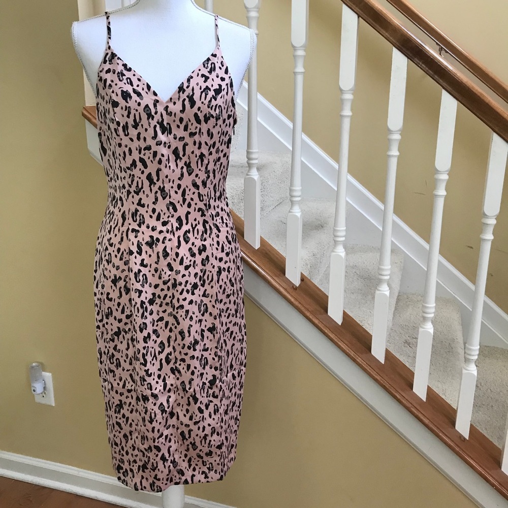 NWT Minkpink Manhattan Slip Dress Pink Leopard Sm